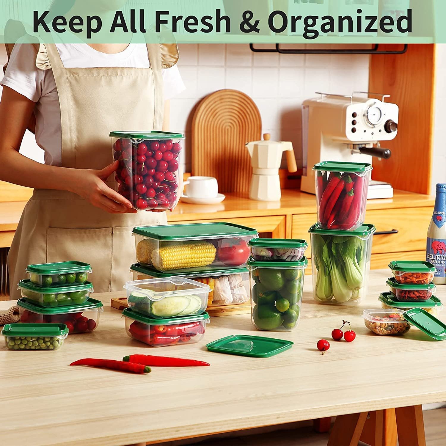 17-piece BPA Free Reusable Dishwasher Safe Square Plastic Food Storage Container For Nuts And Fruits Preservation