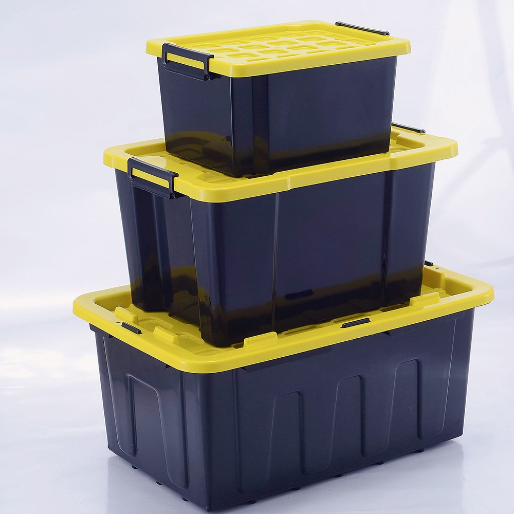 Custom 60l stackable plastic heavy duty storage box with handle