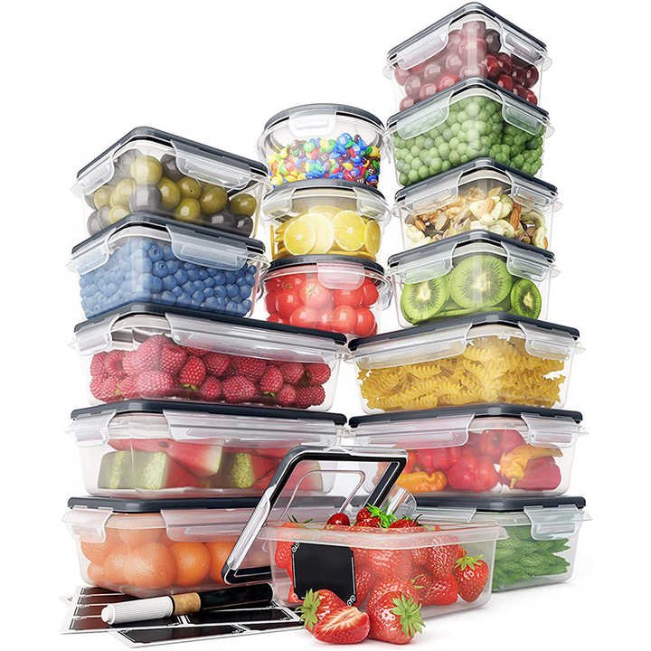 Kitchen Food Storage Set Transparent Food Container Leak proof Plastic Fridge Organizer Storage Box