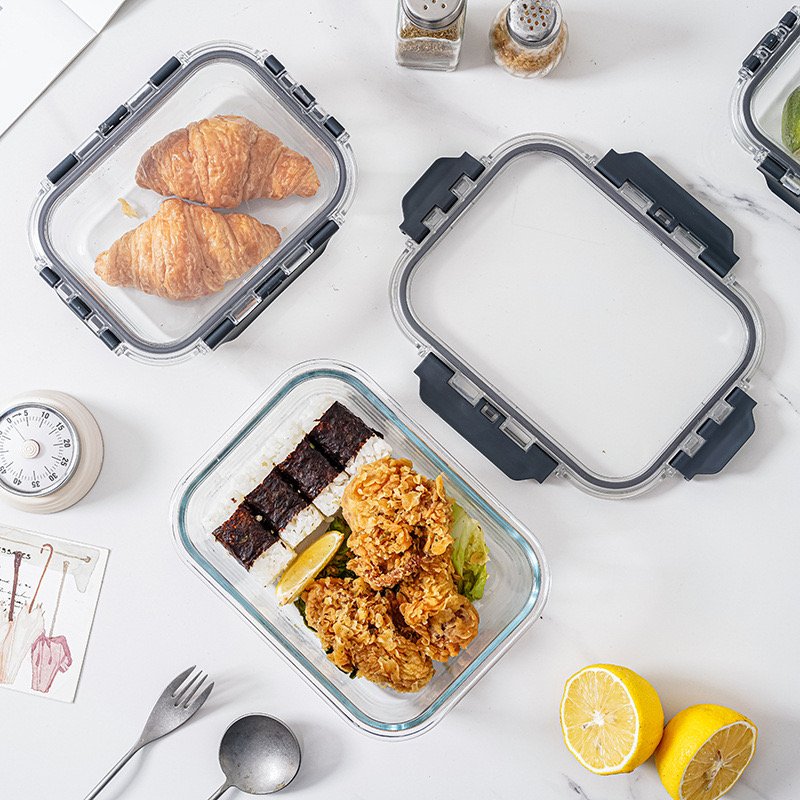 Glass Meal Prep Containers with Lids Glass Food Storage Containers Airtight Lunch Containers lunch box Snap Locking Lids