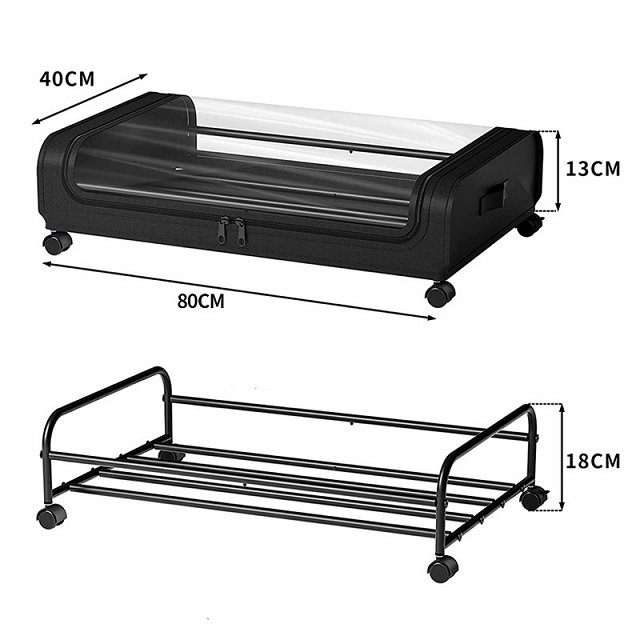 New Design Underbed Storage Box With Wheels Movable Tool-Free Assembly Metal Underbed Storage Box