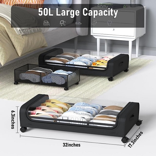 New Design Underbed Storage Box With Wheels Movable Tool-Free Assembly Metal Underbed Storage Box