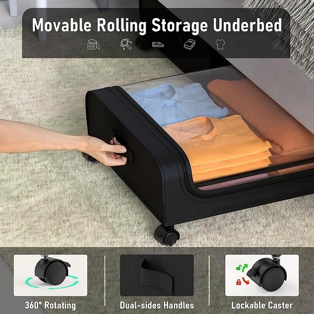 New Design Underbed Storage Box With Wheels Movable Tool-Free Assembly Metal Underbed Storage Box