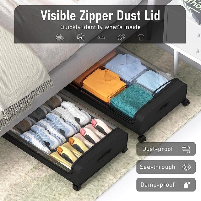New Design Underbed Storage Box With Wheels Movable Tool-Free Assembly Metal Underbed Storage Box