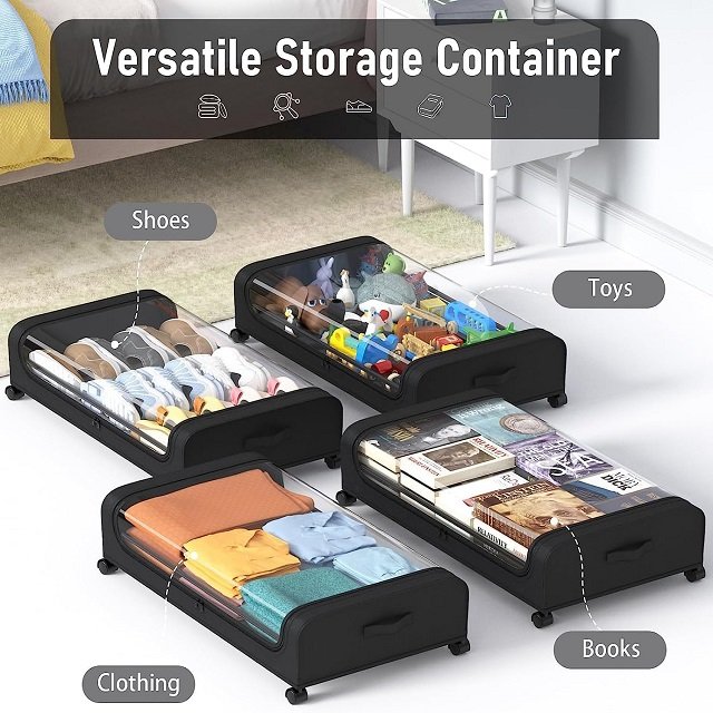 New Design Underbed Storage Box With Wheels Movable Tool-Free Assembly Metal Underbed Storage Box