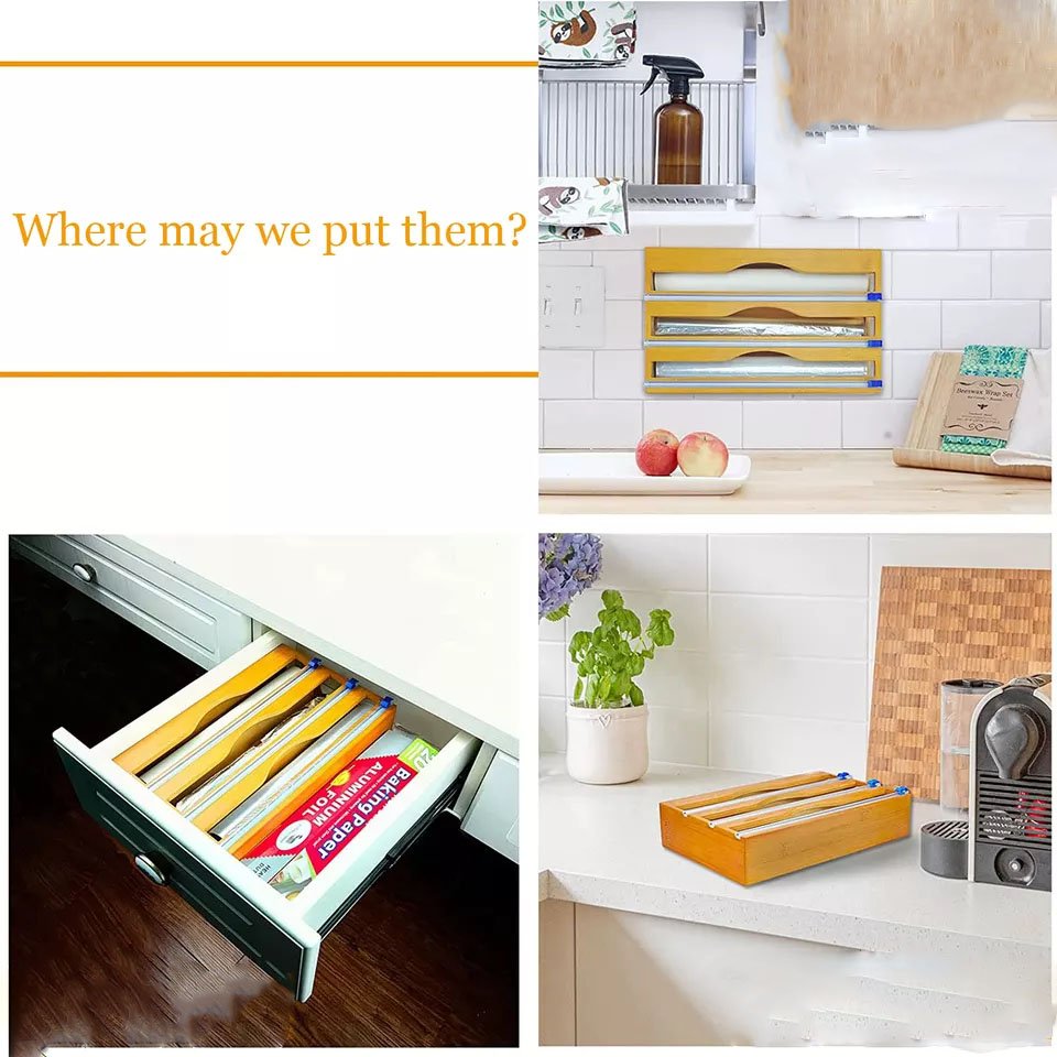 Bamboo Ziplock Bag Storage Organizer and Dispenser for Kitchen Drawer Food Storage Bag Holders Bamboo Bag Storage