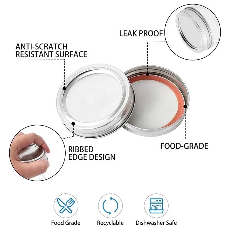 Food Grade 16oz Wide Mouth Print Logo Glass Food Container Honey Fruit Clear Big Volume Mason Jar With Split Lids
