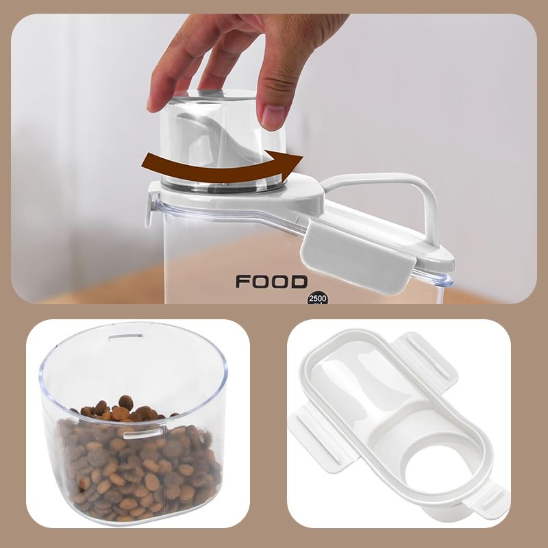 Sealed Against Moisture Dog Food Storage Container Pet Foods Airtight Storage Containers Dry Food Cereal Dispenser