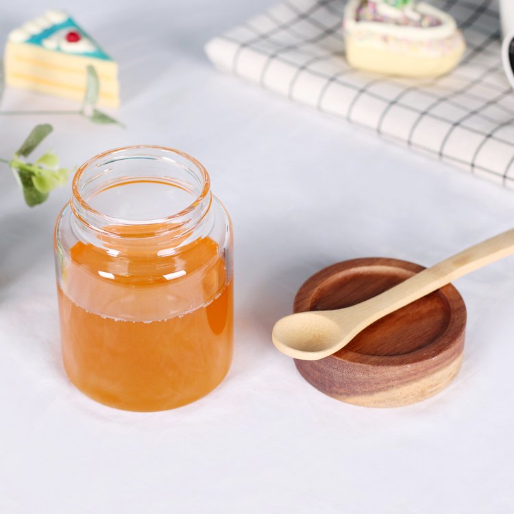Factory Price High Borosilicate airtight glass food storage jars acacia wood lid