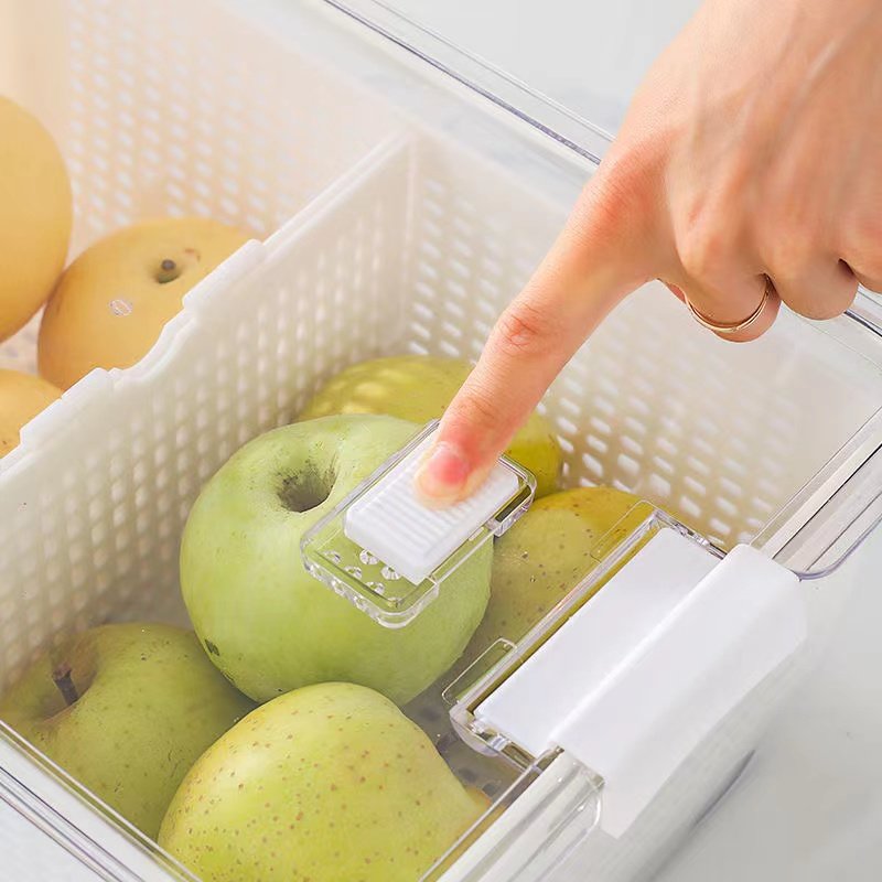 New Design Wholesales Kitchen Refrigerator Fruit And Vegetable Storage Box Food Sealed Box Plastic Vegetable Washing Basket
