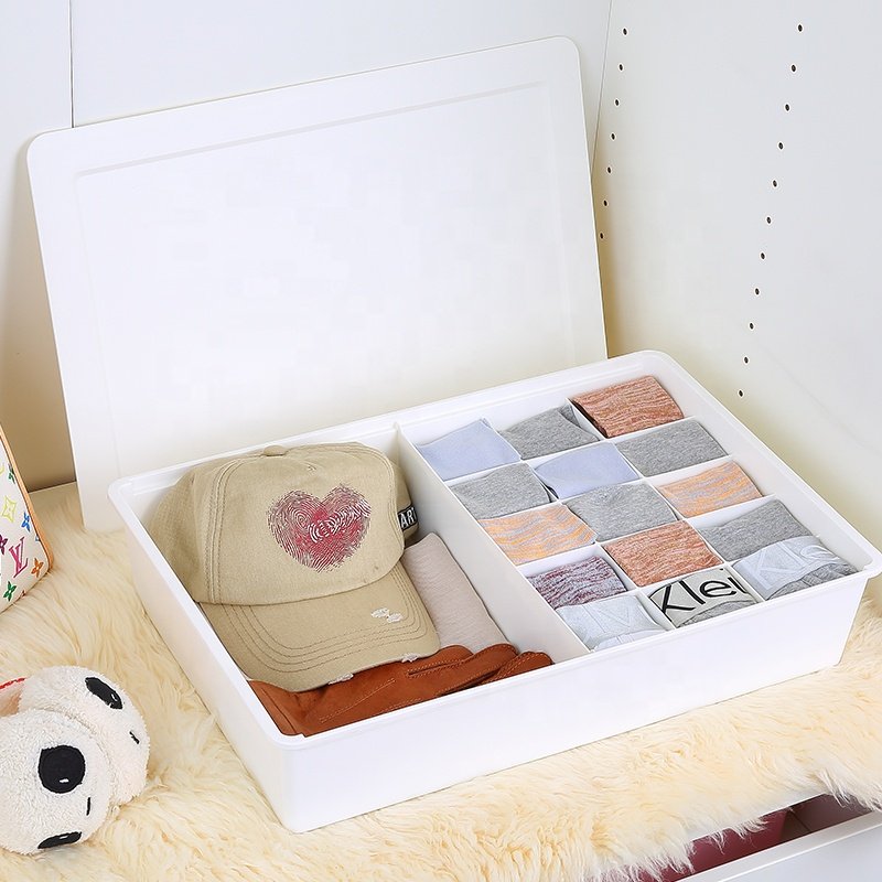 Household PP wardrobe organizer underclothes bra briefs socks plastic closet underwear storage box with lid