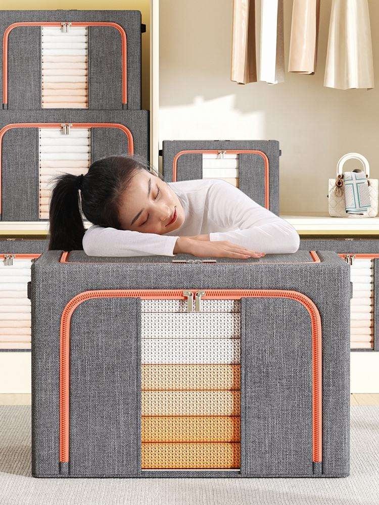 66L Hot sale cloth fabric storage box collapsible clothes storage box home folding foldable storage box