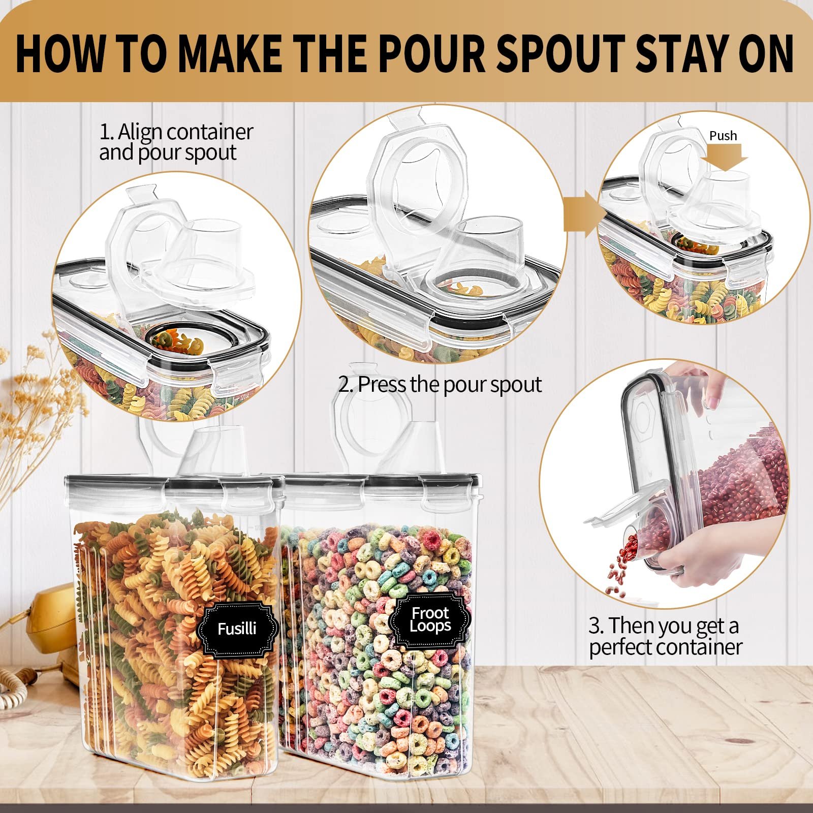 4 Pieces Food Storage Containers 4L , BPA Free Plastic Airtight Food Storage Containers for Flour, Sugar, Baking Supplies