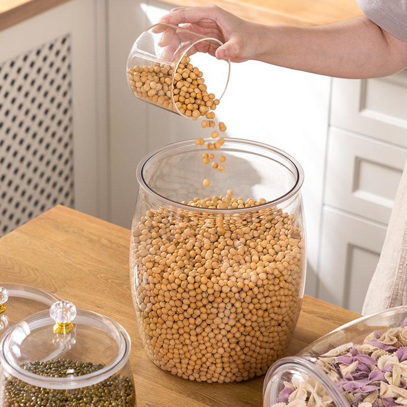 Kitchen PET Clear Wide Mouth Food Storage & Container Dry Food Cookie Candy Sealed Storage Jar with Airtight Lid