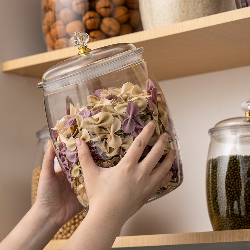 Kitchen PET Clear Wide Mouth Food Storage & Container Dry Food Cookie Candy Sealed Storage Jar with Airtight Lid