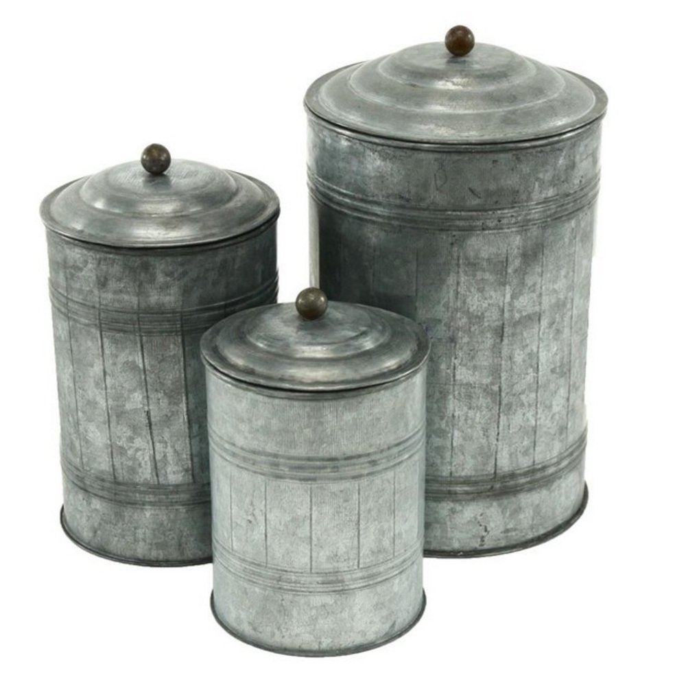 Rustic Metal Farmhouse Canister Set American Classic Style Gaanized Iron Fresh American Style Lacquer Preserved Storage Food Box