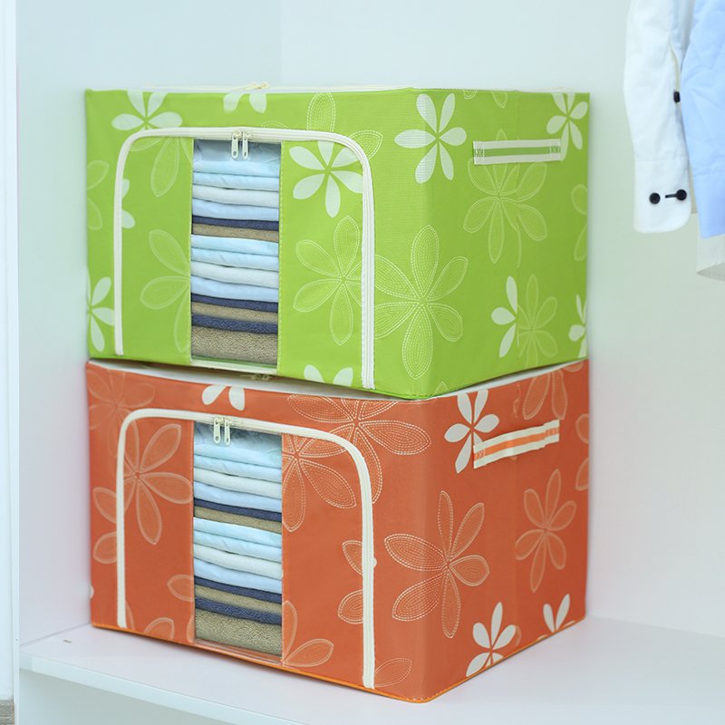 Bedroom Wardrobes Fabric Storage Boxes Foldable Clothes Girls Storage Drawer Organizer Supplier with Flower Decorative Pattern