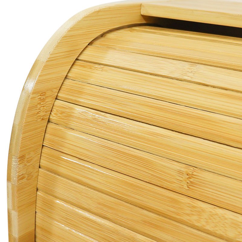 Food container kitchen storage box wood roll top corner farmhouse style bamboo wooden vintage bread box bin with bamboo lid