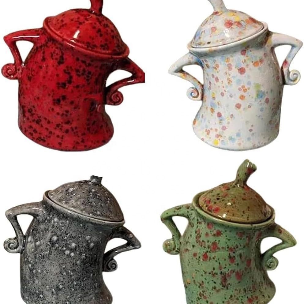 Large Ceramics Jar with Lid Cute Food Storage Jar with Airtight Lid for Kitchen