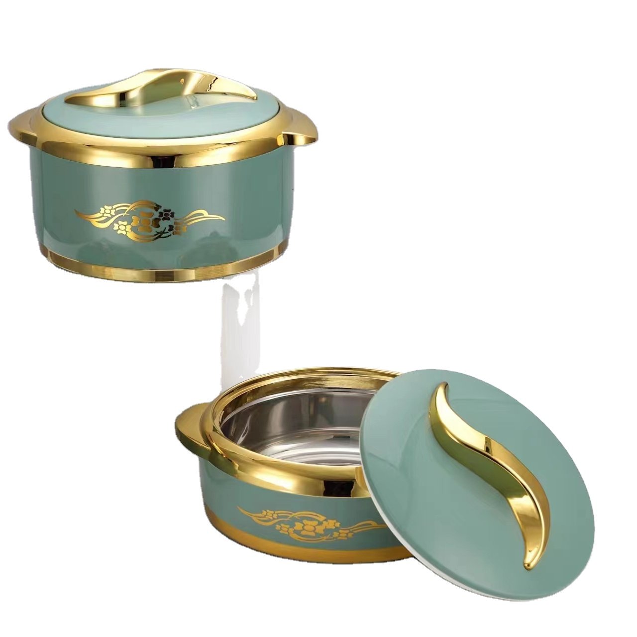 Hot selling Luxury round kitchen jars storage set for stainless steel 1.5L+2L+2.5L Qatar Oman insulated hot pot casserole set