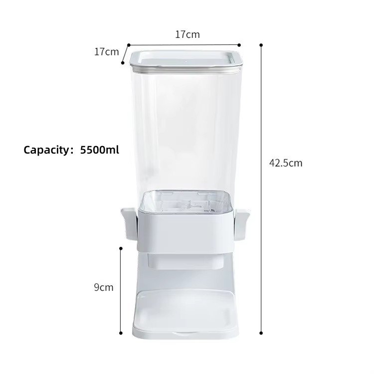 5.5L Plastic Airtight Food Storage Dispenser for Grains Rice Nuts Cereal Bulk Dry Food Storage Container