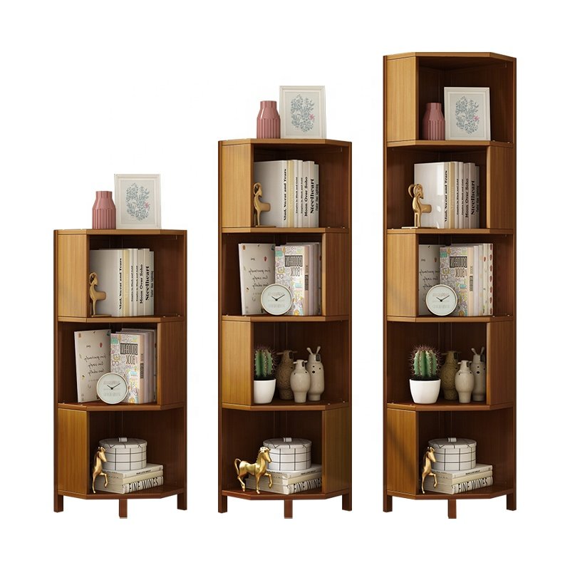 137CM bookcase modern luxury living room bookshelf wooden library rotating bookcase 4 layers Tall Corner Bookshelf