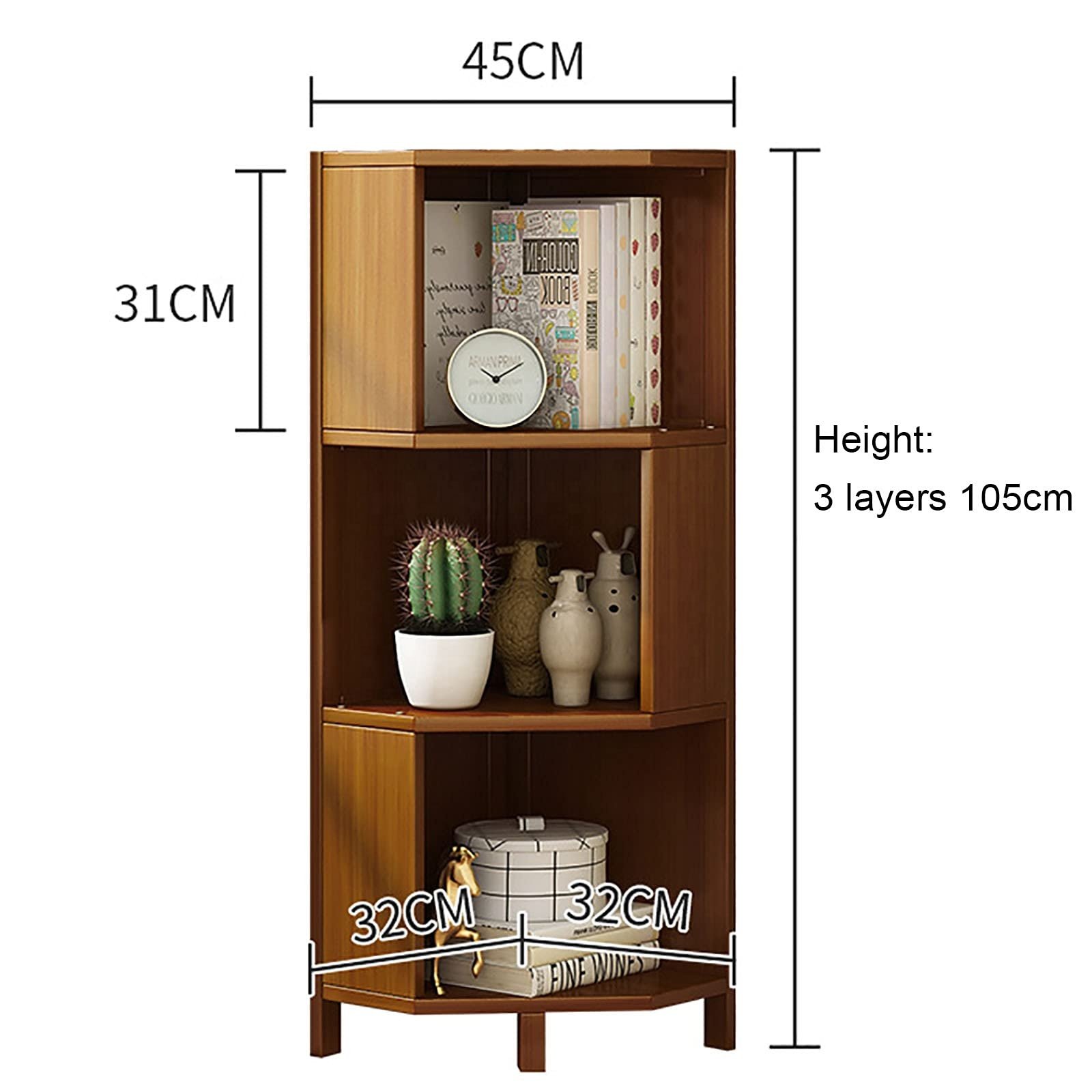 137CM bookcase modern luxury living room bookshelf wooden library rotating bookcase 4 layers Tall Corner Bookshelf