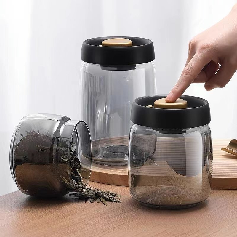 Vacuum Seal Food Storage Container Glass Jars Glass Coffee Beans Sealing Canister Storage Glass Storage Jars