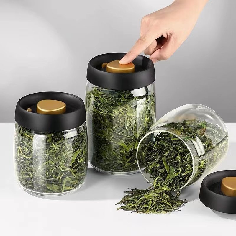 Vacuum Seal Food Storage Container Glass Jars Glass Coffee Beans Sealing Canister Storage Glass Storage Jars
