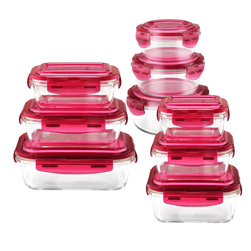 High quality Lock Lid Tempered Glass Kitchenware Food Container Microwave Oven Bowl Set Mini Storage Box For Storage