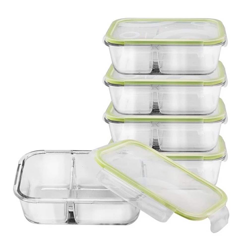 High quality Lock Lid Tempered Glass Kitchenware Food Container Microwave Oven Bowl Set Mini Storage Box For Storage