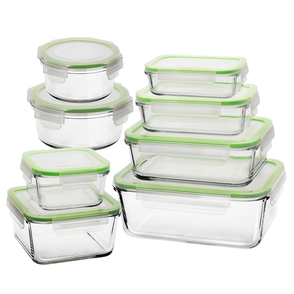 High quality Lock Lid Tempered Glass Kitchenware Food Container Microwave Oven Bowl Set Mini Storage Box For Storage