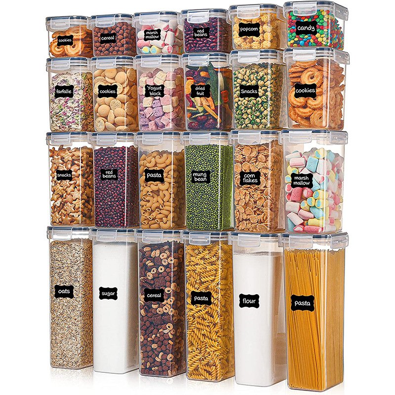 24pack Dry Food Storage Bin Box Container 24pcs Set Bpa-free Airtight Plastic Stackable Kitchen Organizer Cereal