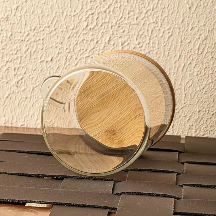 Food Container with Wooden Spoon Kitchen Canisters Bamboo Lids Food Storage Jar Coffee Bean Storage Tank Jar