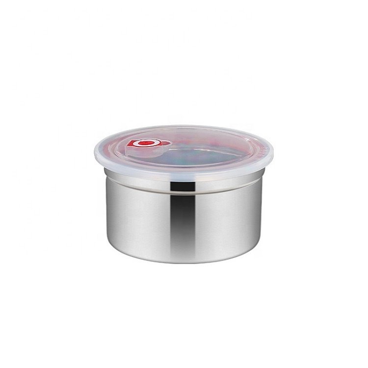Kitchen Airtight Stainless Steel Anti-leak Round Shape Lunch Box Food Storage Box Fridge Food Containers