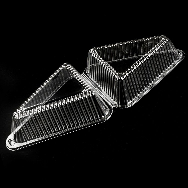 Clear Plastic Hinged Cake Slice Cheesecake Container Triangular Cake Box