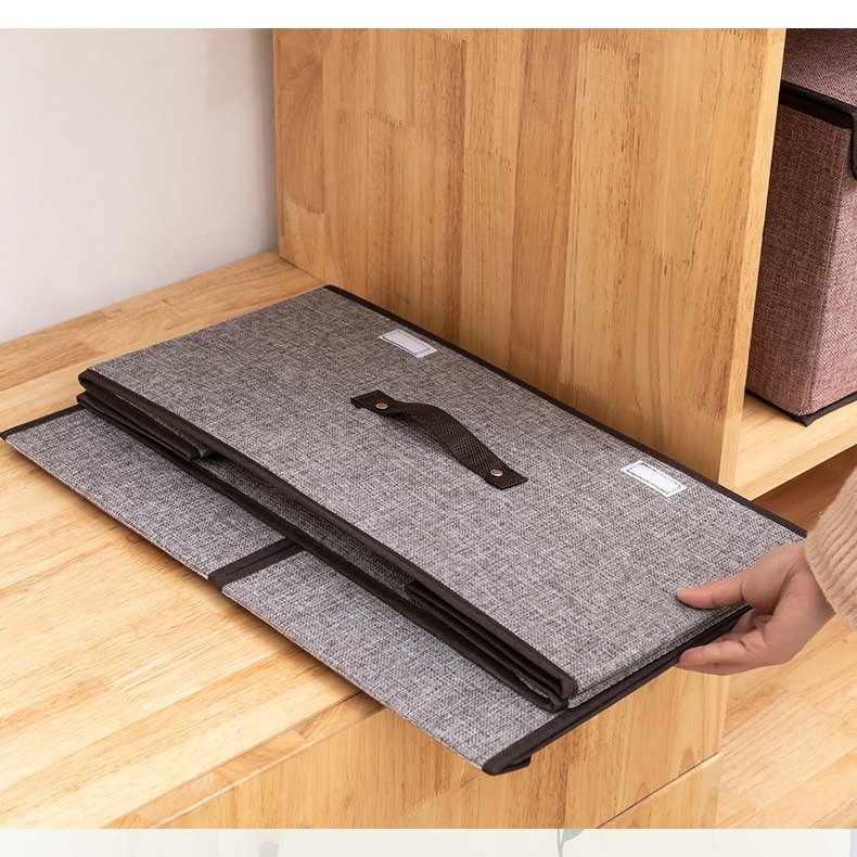 Foldable Storage Box with Lid Clothes and Toys Organisation Container Non-woven Storage Box Portable Storage Basket
