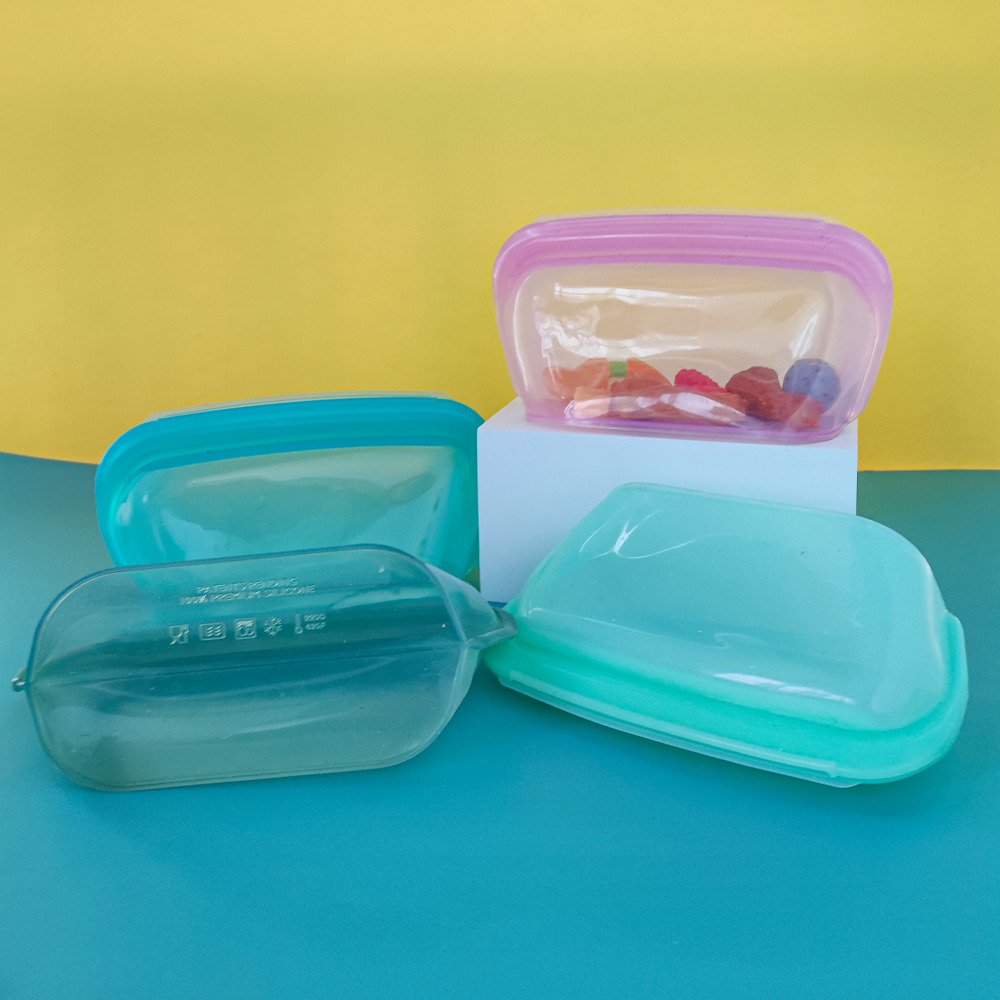 1000ML Eco-friendly Reusable Extra Thick 100% Pure Platinum Silicone Food Storage Bags Large Capacity Airtight Milk Fresh Keeper