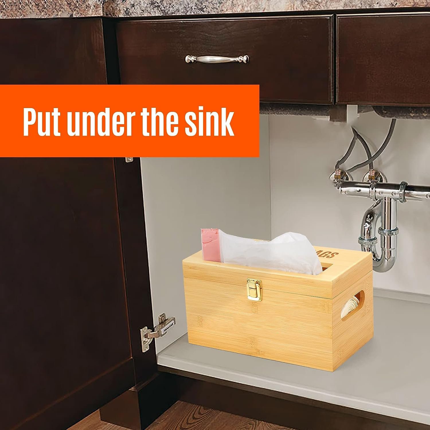 Wholesale Custom Wall Mount Kitchen Organizer Bamboo Plastic Grocery Trash Bag Dispenser
