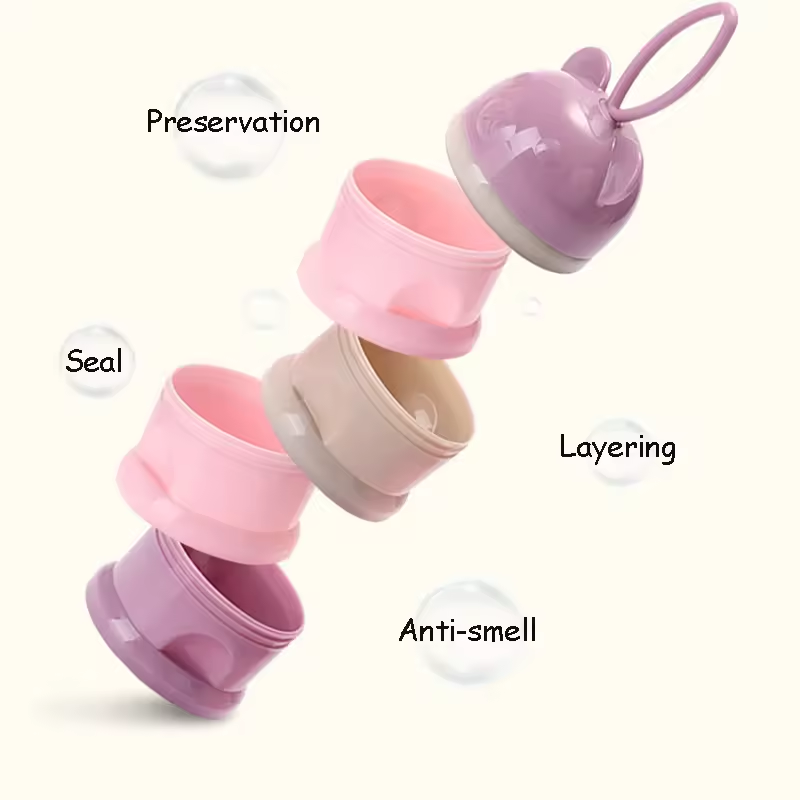 3/4 Layer Bear Portable Snack Container Essential Toddler Food Storage Box for Infant Milk Baby Powder Cereal Other Nourishments