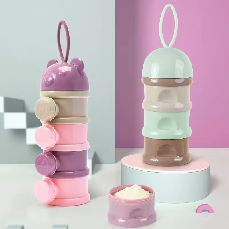 3/4 Layer Bear Portable Snack Container Essential Toddler Food Storage Box for Infant Milk Baby Powder Cereal Other Nourishments