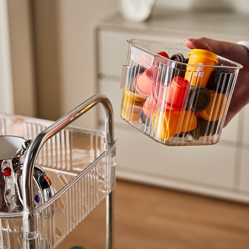 Wannuo Flexible Food and Drink Organizer Multilevel Kitchen Plastic Storage Rack with Wheels for Food Storage