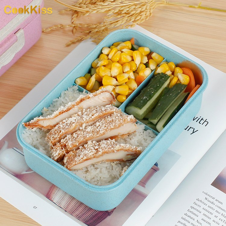 Wholesale Eco-Friendly School Children Wheat Straw Japanese Bento Boxes Kids Plastic Lunch Box