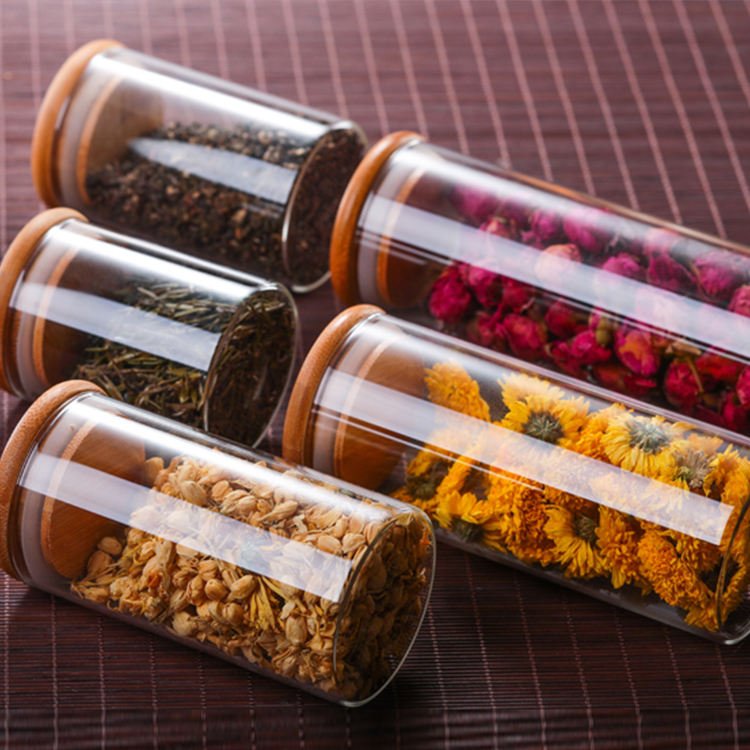 Recipientes De Vidrio Tapa De Bambu Food Storage Containers Storage Glass Jars Wooden Cover Glass Storage Containers With Lids