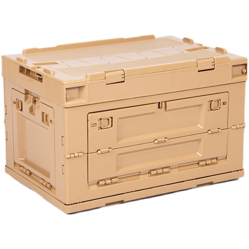 50L plastic foldable crate collapsible box with cover for outdoor camping storage