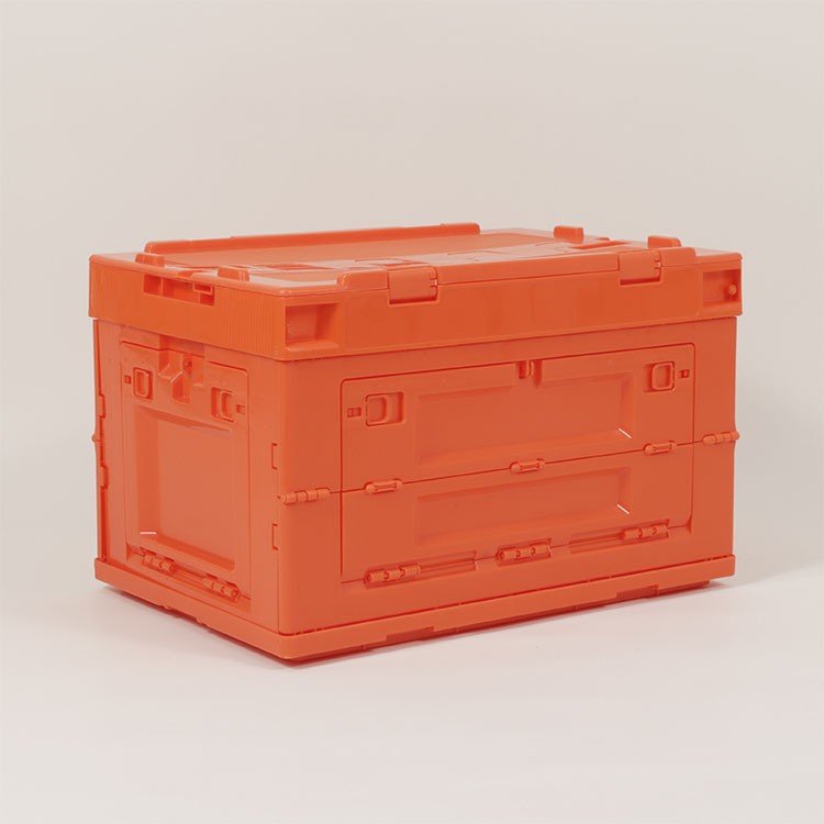 50L plastic foldable crate collapsible box with cover for outdoor camping storage