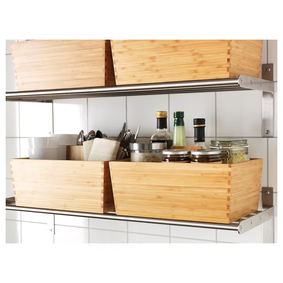 High Quality Bamboo Storage Box with Handle for Home Organization Cleaning Wooden Tool Holder
