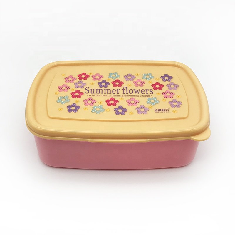 Custom Design 3D Cartoon Printing Plastic Rectangle Food Storage Container Portable Bento Box School Lunch Box For Children