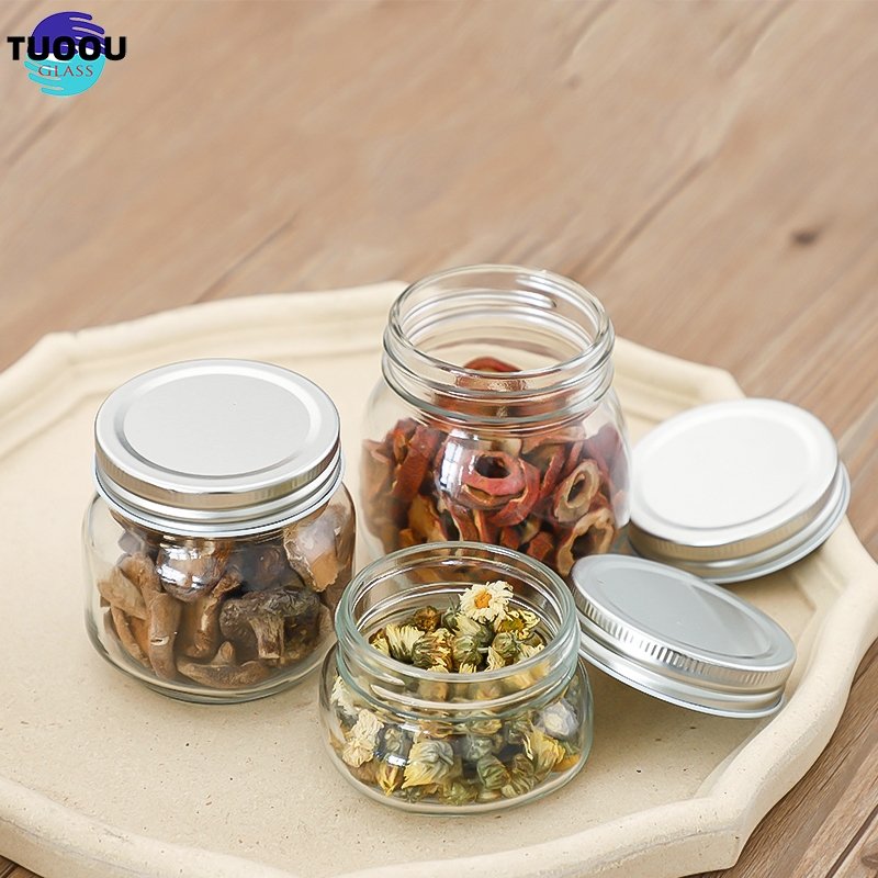 Factory In Stock Wholesale 16oz 32oz Wide Mouth Storage Bottle Honey Food Glass Mason Jars With Split Body Screw Lid