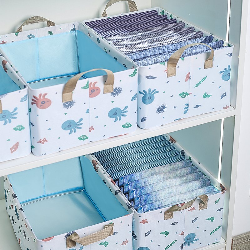 New Oxford Fabric Storage Basket wholesale storage box with handle Shelves for Organizing Closet clothes socks jeans pants etc